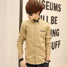 厂家直销 速卖通商务棉衬衫男士 长袖衬衣 批发 免费代理深色