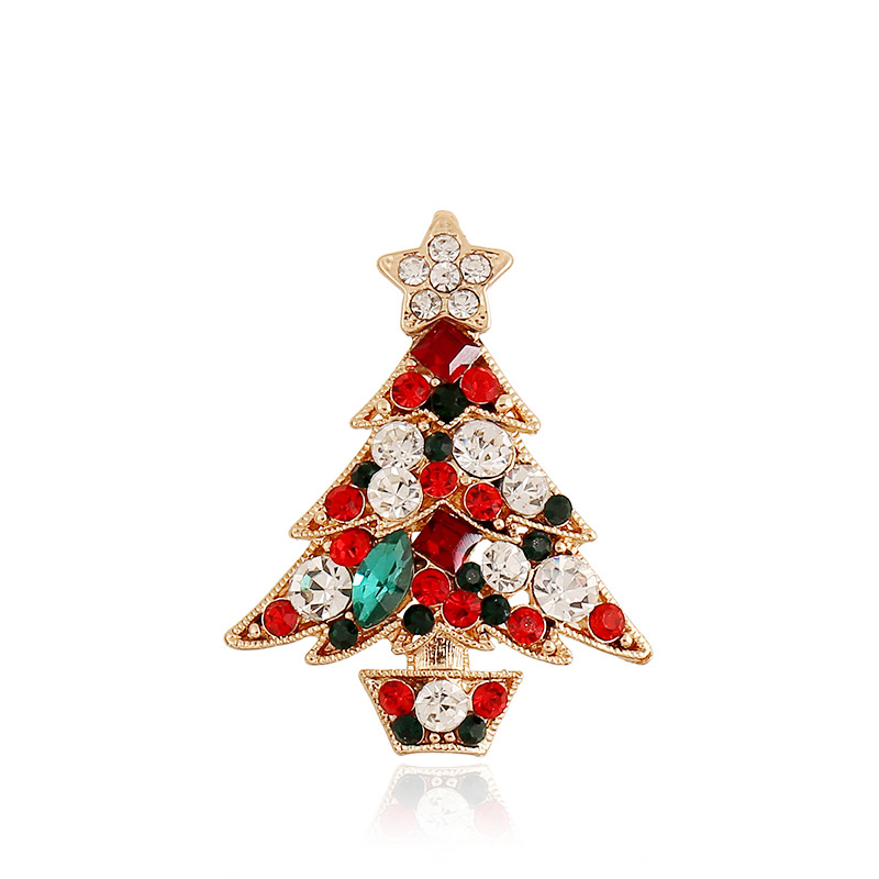 Weihnachts Ohrringe Europäische Und Amerikanische Weihnachts Kette Ring Ohrringe Kristall Weihnachts Baum Vierteiliges Set  Schmuck display picture 5