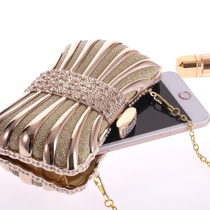 Alloy Drill Evening Party Bag Small Square Chain Handbag display picture 8