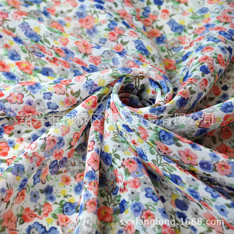【翔龙印花 XL201】现货批发复古清新淑女小碎花轻薄女装雪纺面料