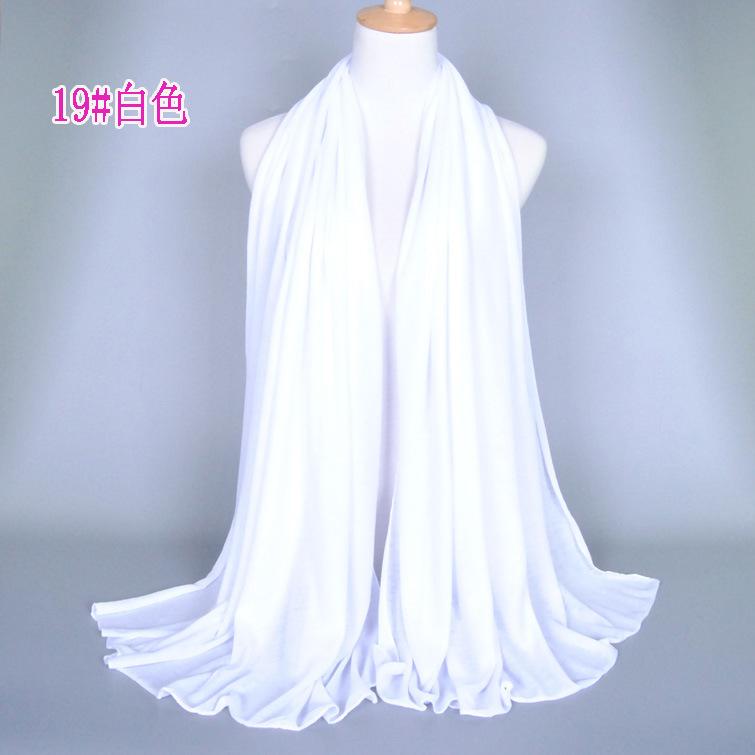 #19白色 - 新款民族风围巾单色汗布BS82