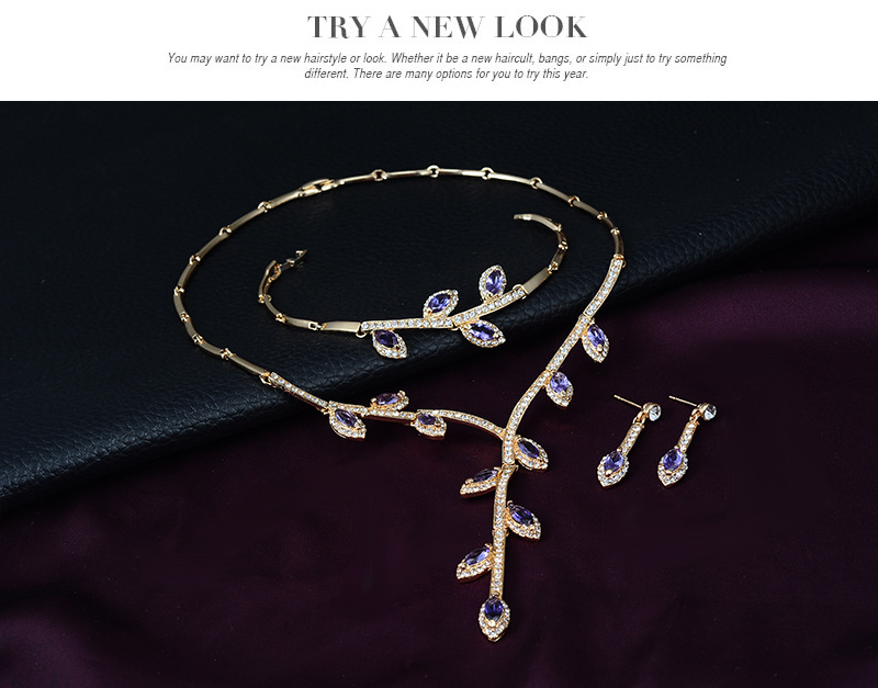 wedding banquet creative branch necklace earrings bracelet ring set
