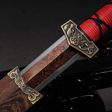 龙泉华影刀剑宝剑12寸短款八面发红汉剑花纹钢汉剑硬剑未开刃