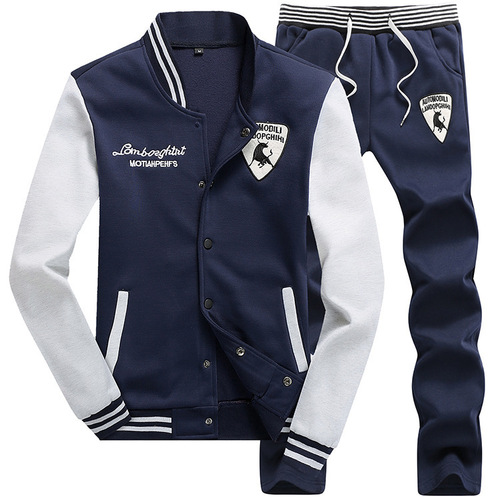 Autumn/Winter Men's Sporty Casual Set, Open-knitted Long Sleeve Casual Sportswear, Fashionable Slim Fit Breathable Men's Clothing Wholesale