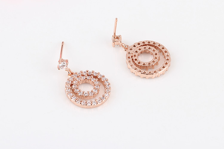 1 Pair Simple Style Commute Circle Plating Inlay Copper Alloy Zircon Drop Earrings display picture 4