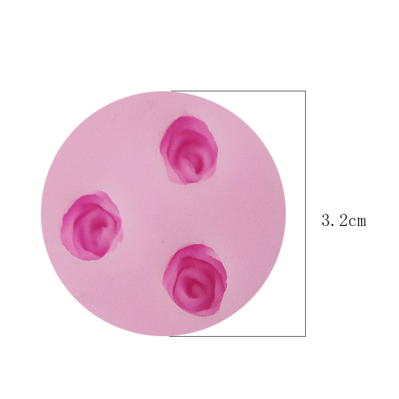 3D立体液体硅胶迷你玫瑰花翻糖蛋糕模 3朵玫瑰花 手工皂硅胶模具
