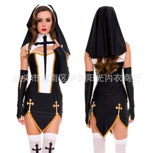 Holloween Christmas party Cosplay Lingerie wholesale nightclub bar sexy hot dance wear new nun robes game new Halloween dress uniform