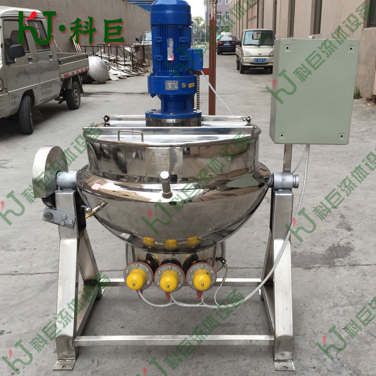 300L电加热可倾式带搅拌夹层锅 可倾斜夹层锅 自动恒温夹层锅