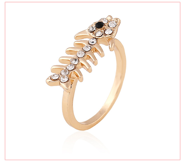 1 Piece Fashion Heart Shape Flower Fish Bone Alloy Inlay Rhinestones Womenu0027S Rings