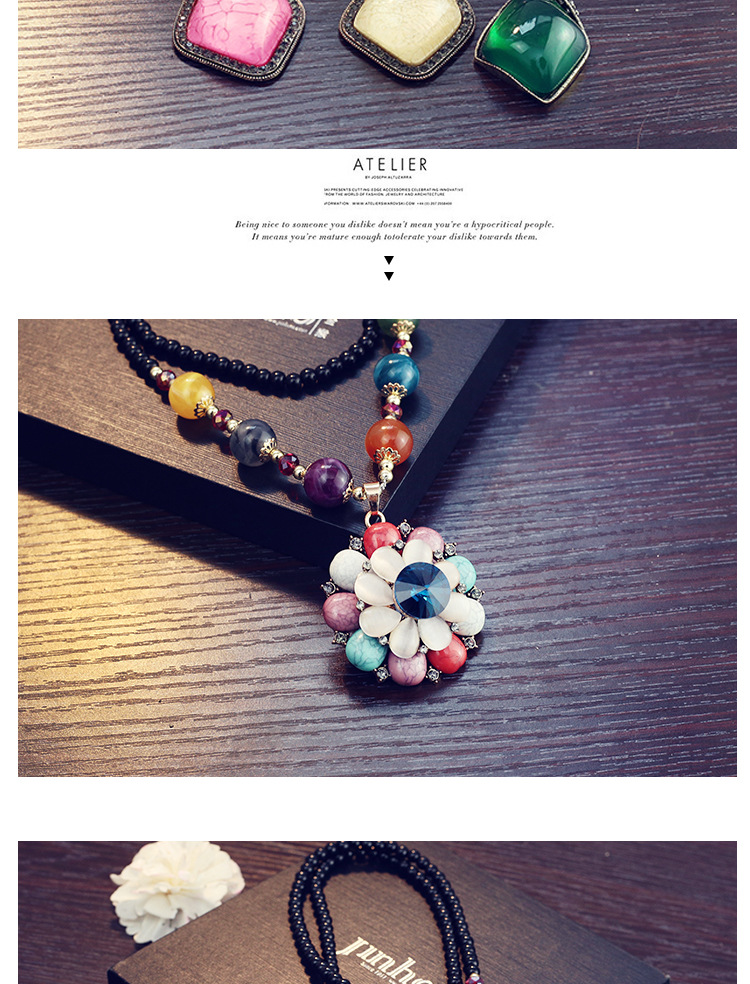 86g Weight Necklace Classification Wedding, Travel Occasion Alloy Material Geometric Pattern Women'S Gender Inlaid Gemstone Design Ethnic Style Style Rose Red, Red Color Retro Beaded Bohemian Long Sweater Chain 4