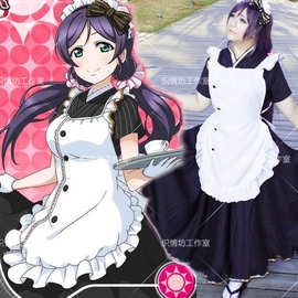 长款女仆 东条希短袖和服 love live九月SR卡cosplay日本动漫服装
