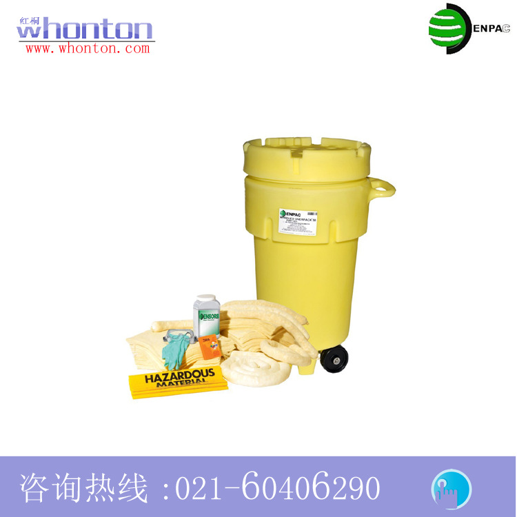 泄漏处理套装ENPAC套装 50加仑吸液脚轮式泄漏处理桶套装1351-YE