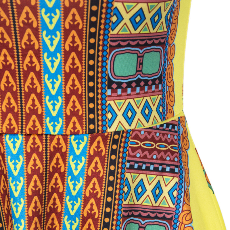 Polyester Fashiondress(Yellow-S) NHDF0380-Yellow-S