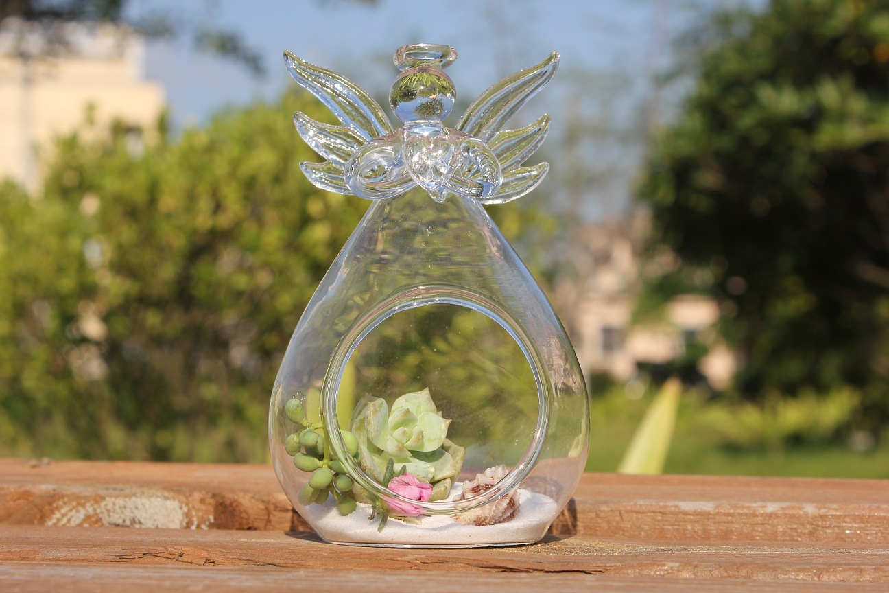 Ángel florero cristal florero de vidrio transparente arreglo floral recipiente hidropónico contenedor decoraciones para el hogar