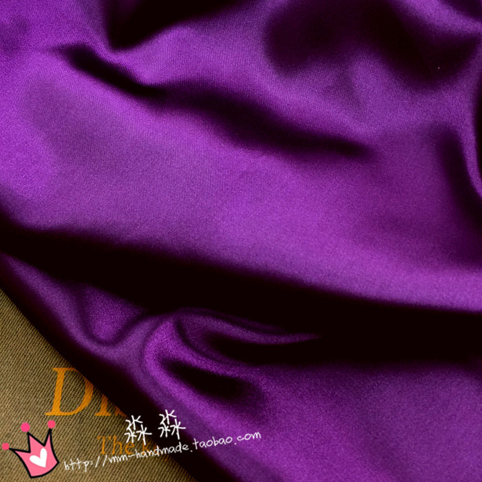 高端睡衣布料 高贵紫色缎面韧性仿真丝色丁 亚光背景娃衣装饰面料