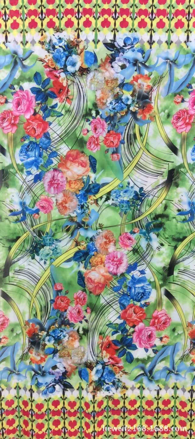 转移印花厂 F8623供应花型加工印花可印雪纺 涤棉 针织等服装面料