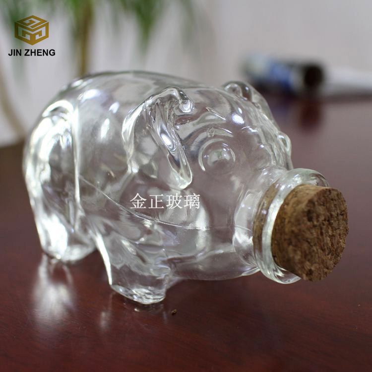 现货定制 370ml小猪储物罐 零钱存钱罐 木塞口密封罐 糖果罐