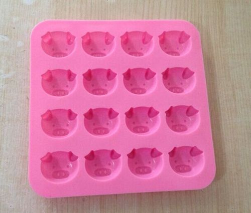 Supply silicone cake molds, sixteen-hole little pig molds, ice cube molds cute little pig head profile
