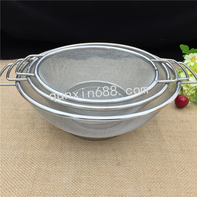 不锈钢双耳圆篮水果网篮洗菜篮 淘米篮-19cm|ms