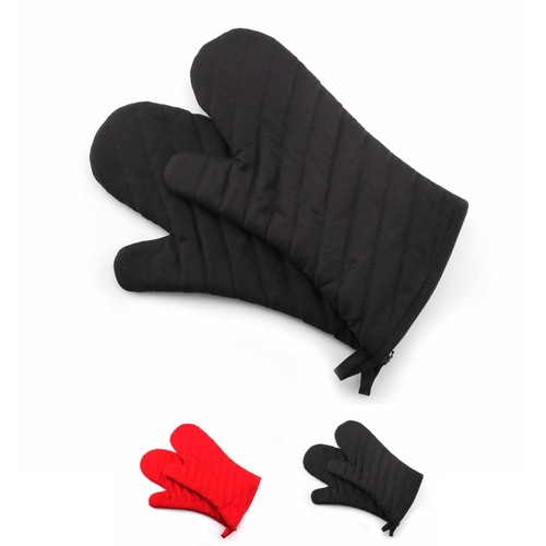 Black Striped Microwave Heat Insulating High-Temperature Resistant Anti-Slip Silicone Gloves for Oven Baking Pot Handling - Direct Manufacturer Sales
