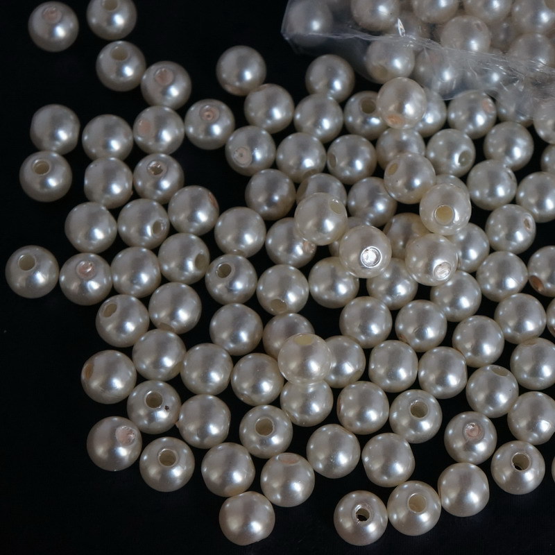 12mmABS plastic imitation pearl, colored pearlescent pearl, artificial pearl, large-pore plastic pearl hair accessory material detail image 5