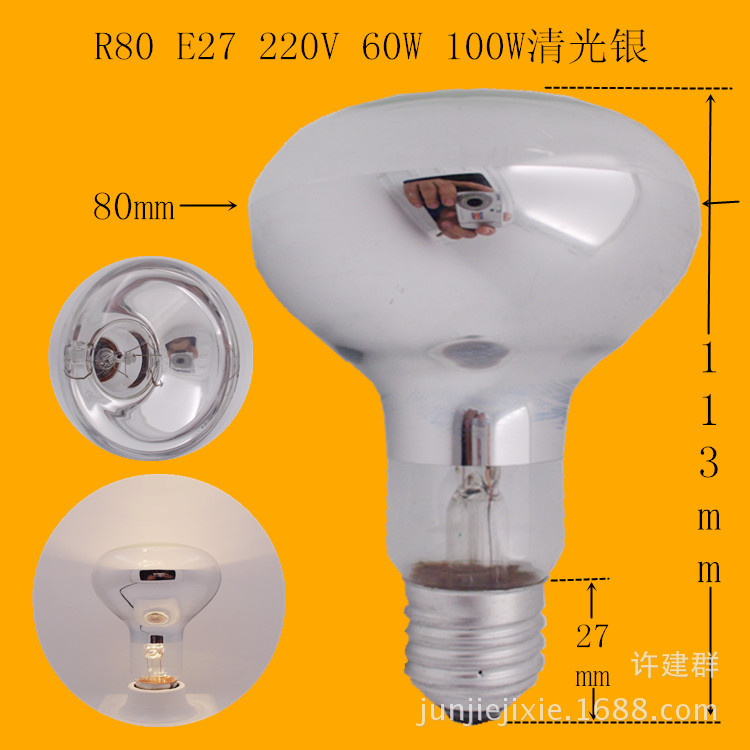 R80 E27 220V 60W 100W 清光銀