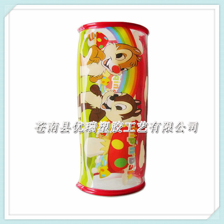 【新款】卡通PVC圆筒包装袋 立体PVC胶骨拉链袋 pvc圆