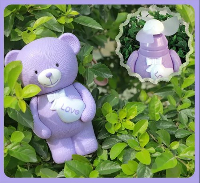 薰衣草卡通小熊USB充电小风扇 迷你手持学生儿童便携泰迪熊电风扇4