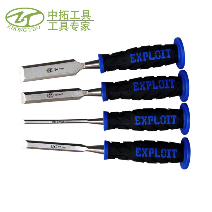 中拓木工凿 双色橡胶柄木工平凿新款锋利耐敲击木凿CRV铬钒钢木凿|ru