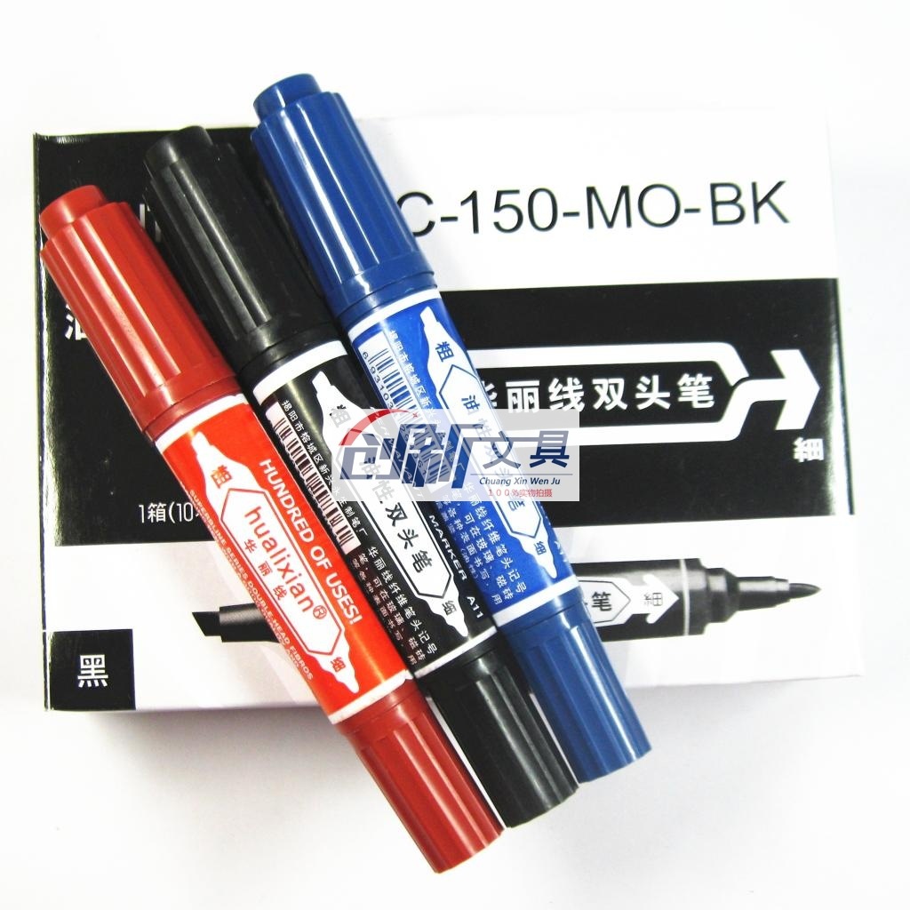 正品华丽线大头笔150油性箱头笔奇异笔蓝红黑色大双头记号笔 批发