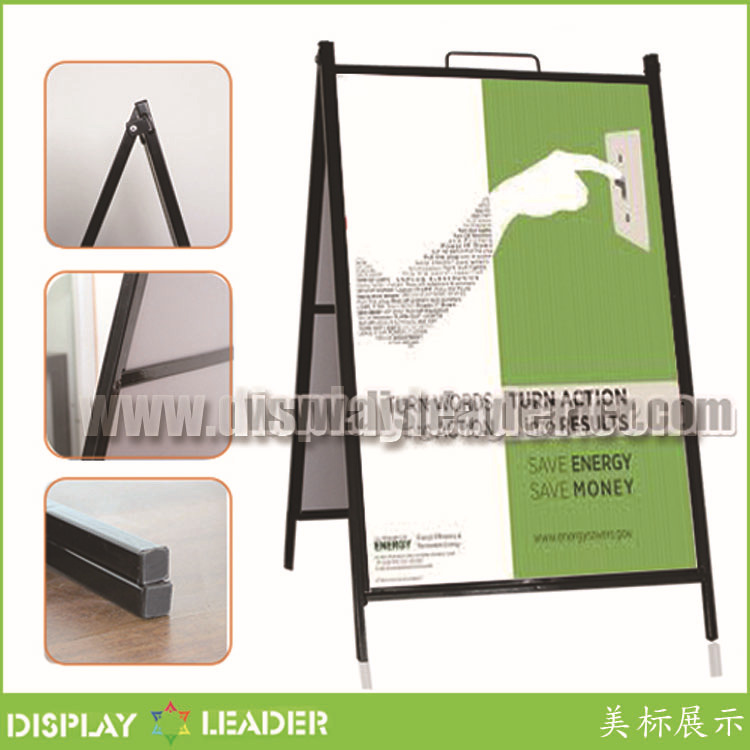 direct deal black Iron Poster frame Outdoor billboards Folding display KT plate, POP Shelf