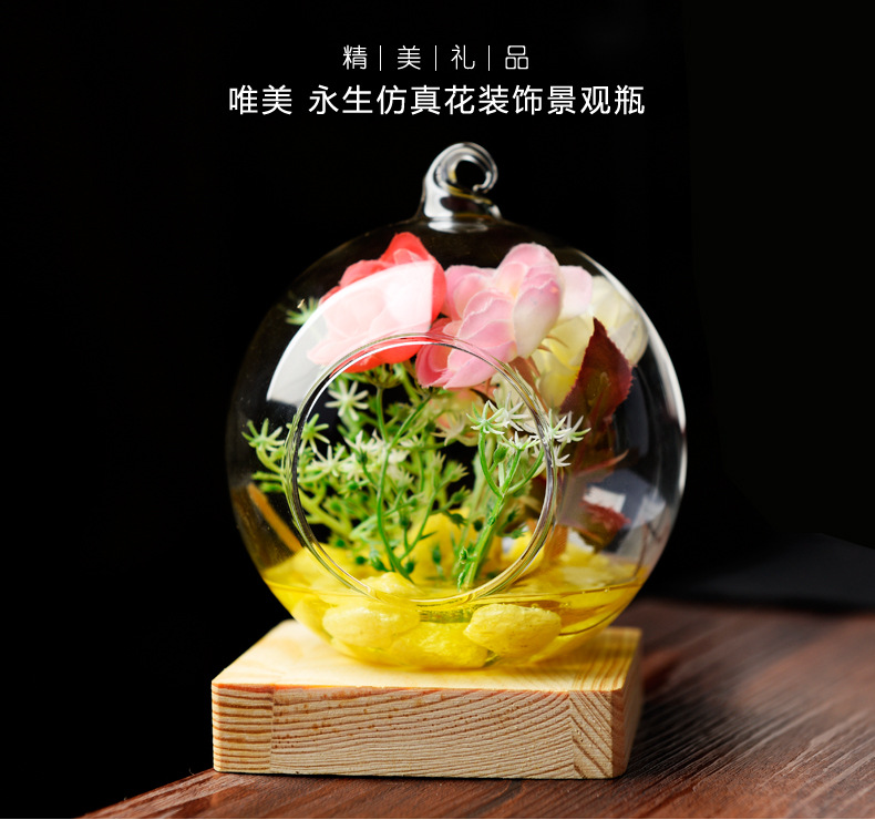 De estilo europeo DIY creativo trípode transparente micro paisaje florero de cristal del tanque de peces adornos