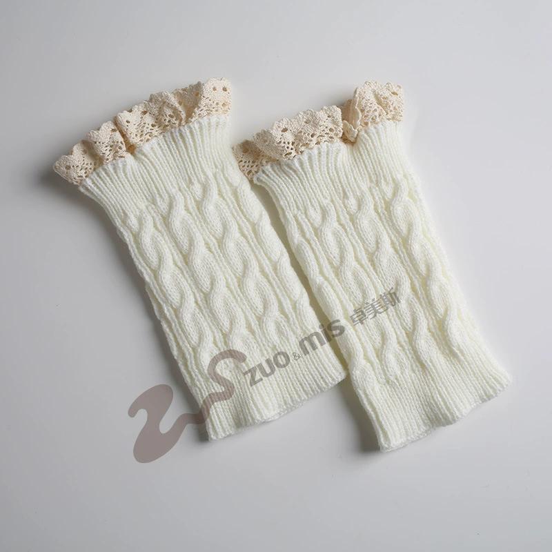 Knit Gaiters Leg Warmers, 100% Acrylic, Short Lace Cuff, Demi‑season Short Boot Socks