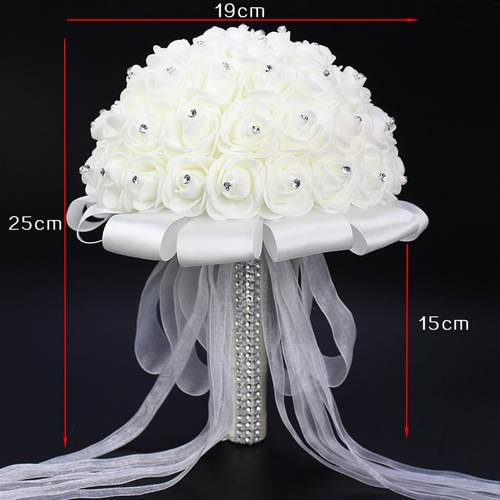 XF10 Wholesale Bridal Wedding Bouquet Foam Simulated Flower White Rose Bouquet Korean Wedding Photography