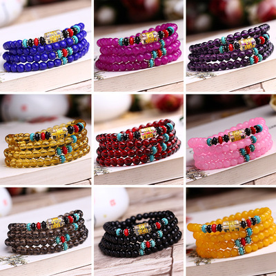 仿黑曜石手链男女佛珠手串仿水晶石榴石夜市地摊热卖货情侣款手链|ms