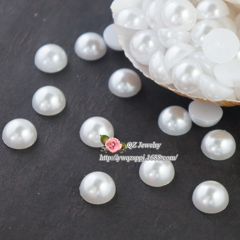 ABS半面平底仿珍珠diy手机美容材料半圆珠 手工珍珠头饰发饰配件详情图4