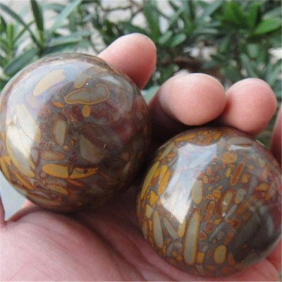 俊涛玉器 天然玉石健身球 竹叶青手球 山东五彩女娲石保健产品|ms