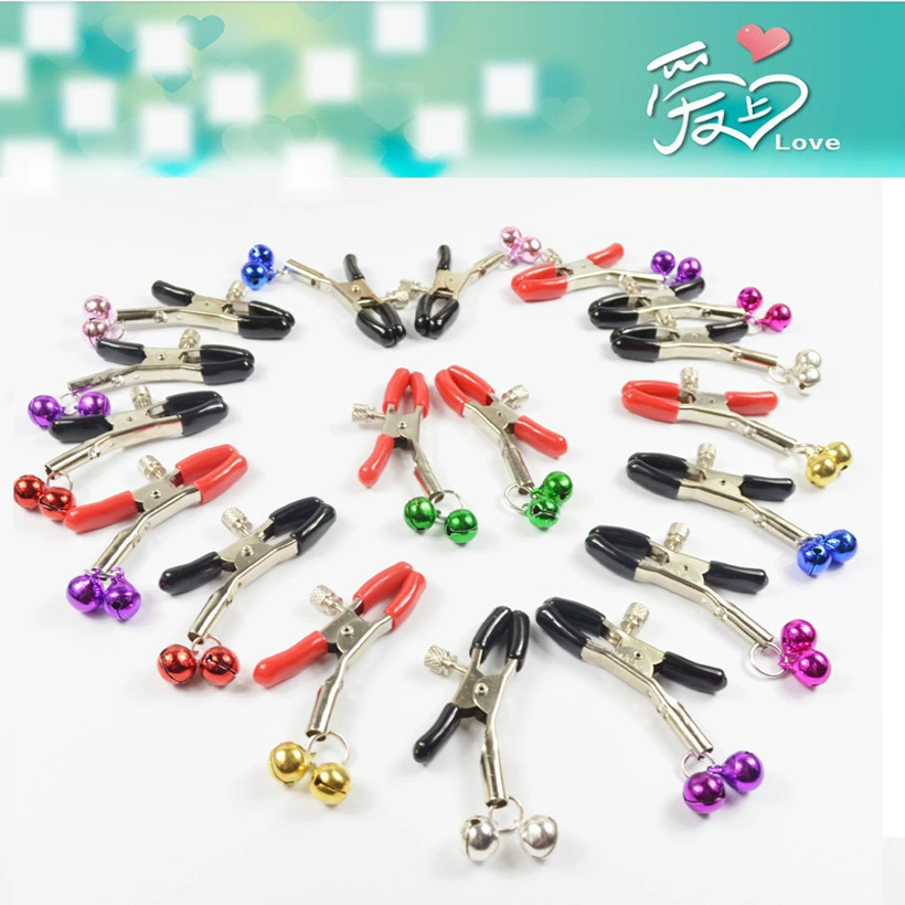 Mixed -color double bell milk clip masturbation milk toy, couple teasing blood drops milk jewelry adult sex toys