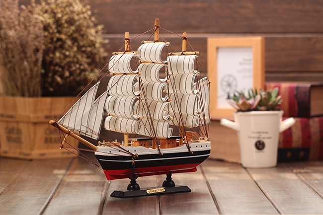 木质帆船 地中海风格实木摆件书房家居装饰模型16cm-50cm摆设详情20