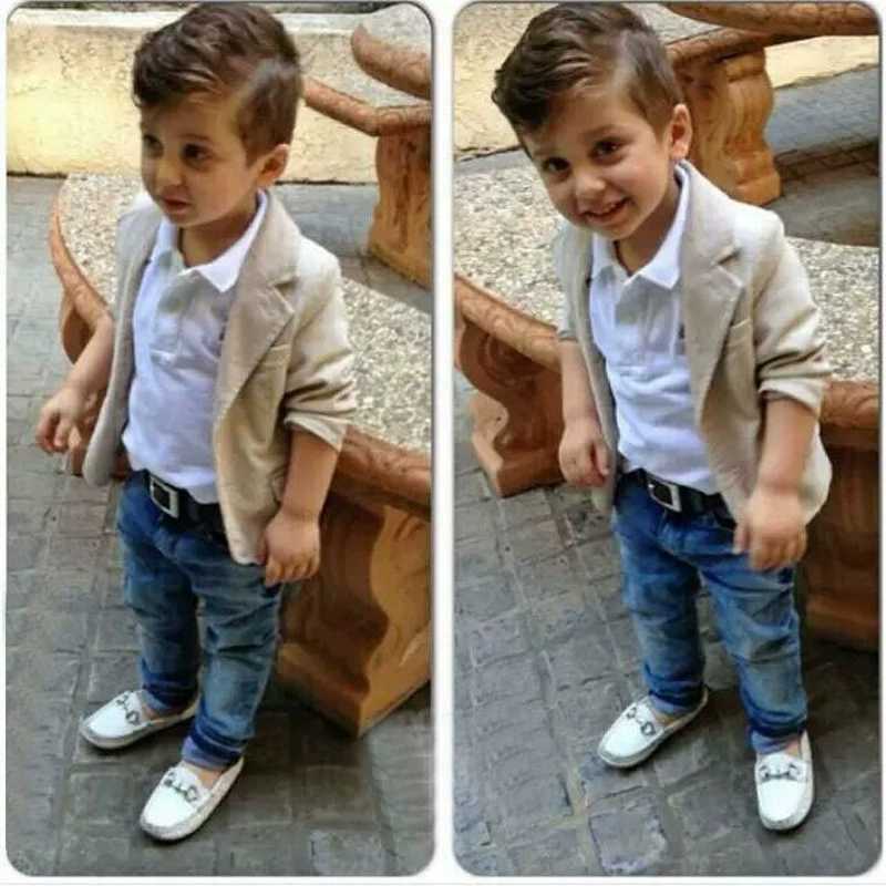 Autumn demi-season shirt for boys for leisure, suit, denim jeans, set, European style