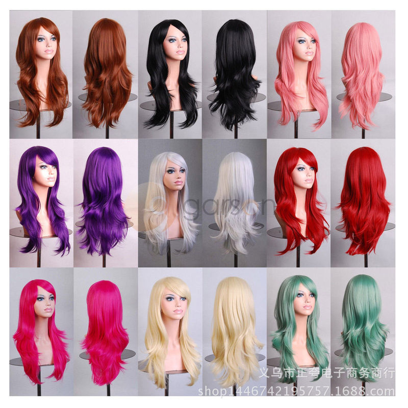70cm long curly hair high temperature silk multicolor curly hair COS cartoon wig AliExpress wigs cross-border supply