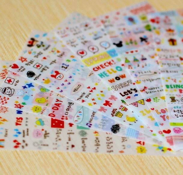Южная Корея канцелярский рисунок простые мелочи дневник декоративные наклейки 6 в наборе