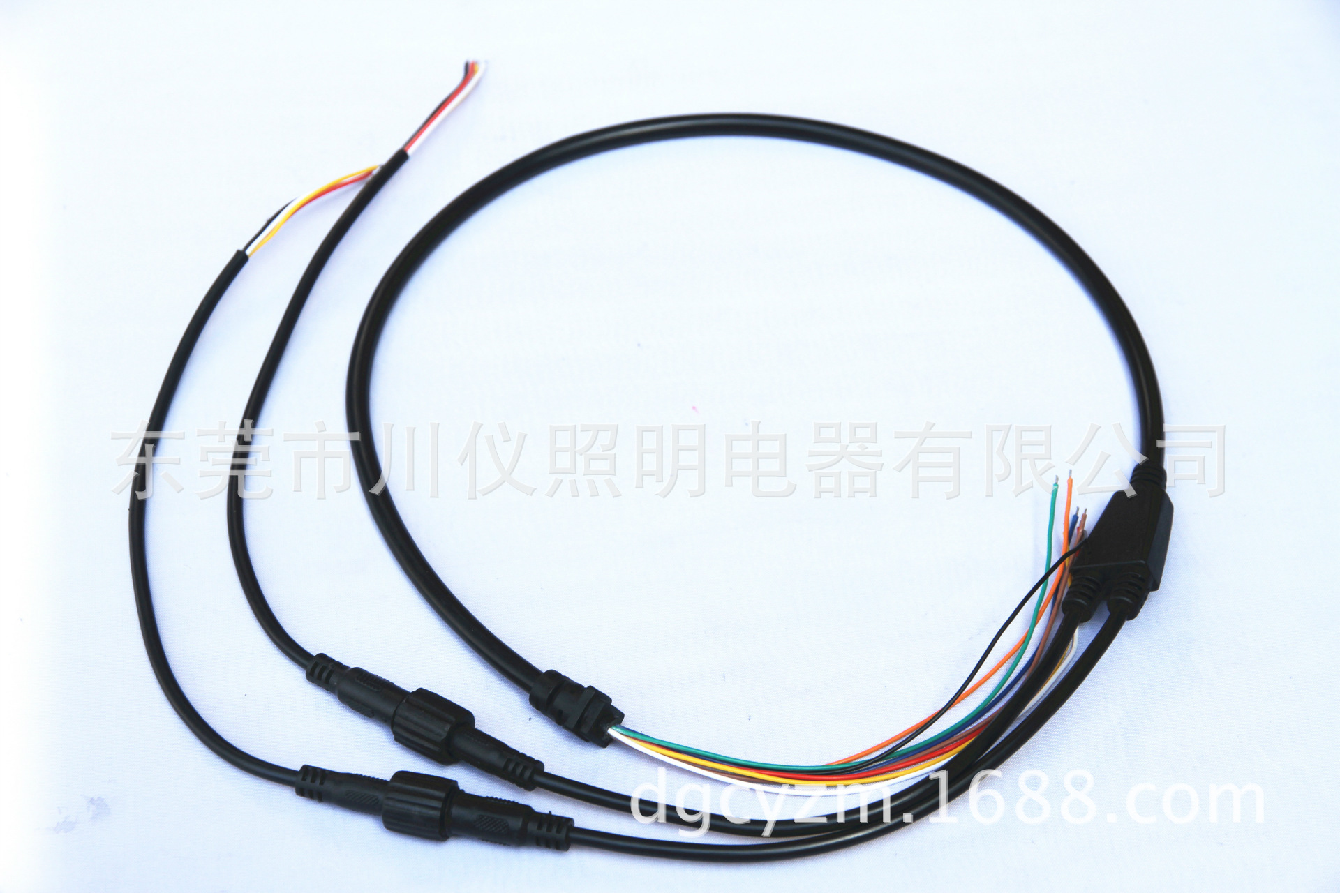 一分二 LED灯4P防水插头线、 一分二dc线 一拖二dc电源线　航空线