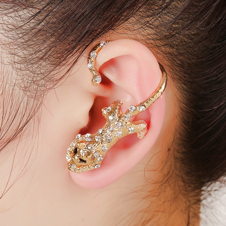 Boucles D&#39;oreilles En Alliage De Diamant Créatif Gecko display picture 7