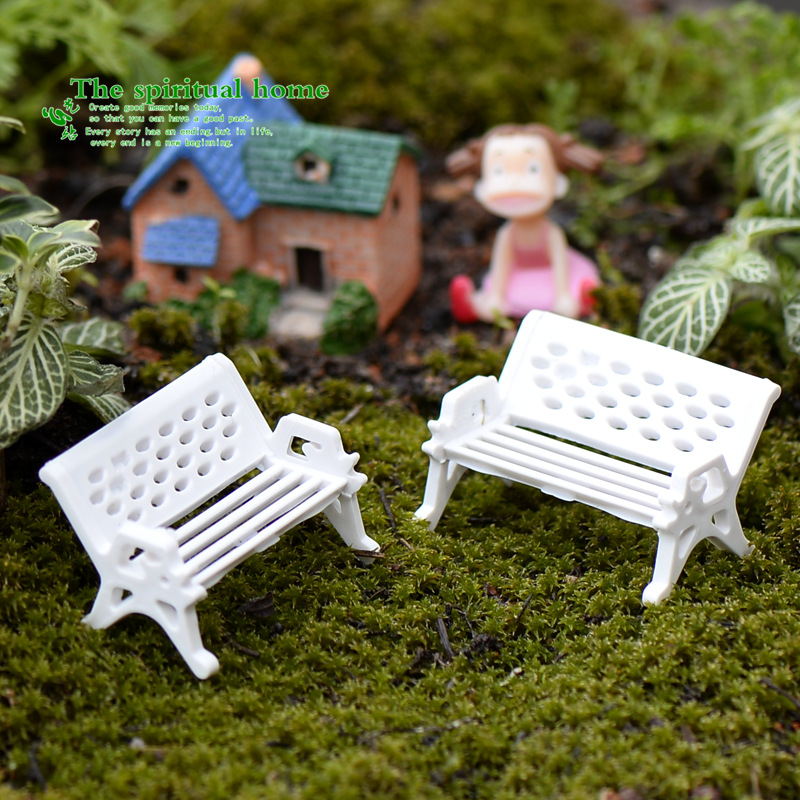 白色长椅 公园 座椅子 苔藓多肉微景观生态瓶配件 装饰素材小摆件