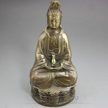 古玩杂项收藏复古工艺品批发黄铜雕刻坐观音摆件