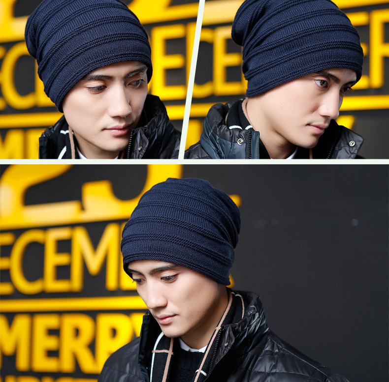 Mütze Herren Herbst und Winter Neue Fleece Outdoor Strickmütze Winter Wollmütze Herrenmütze_voghion.com