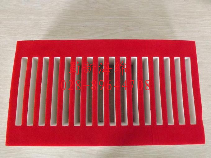 表大红色绒包装海绵 高档礼盒包装内衬海绵件 成型包装泡沫