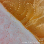可定做 五枚缎金黄复合面料玫瑰花超声波压棉 涤纶八美缎