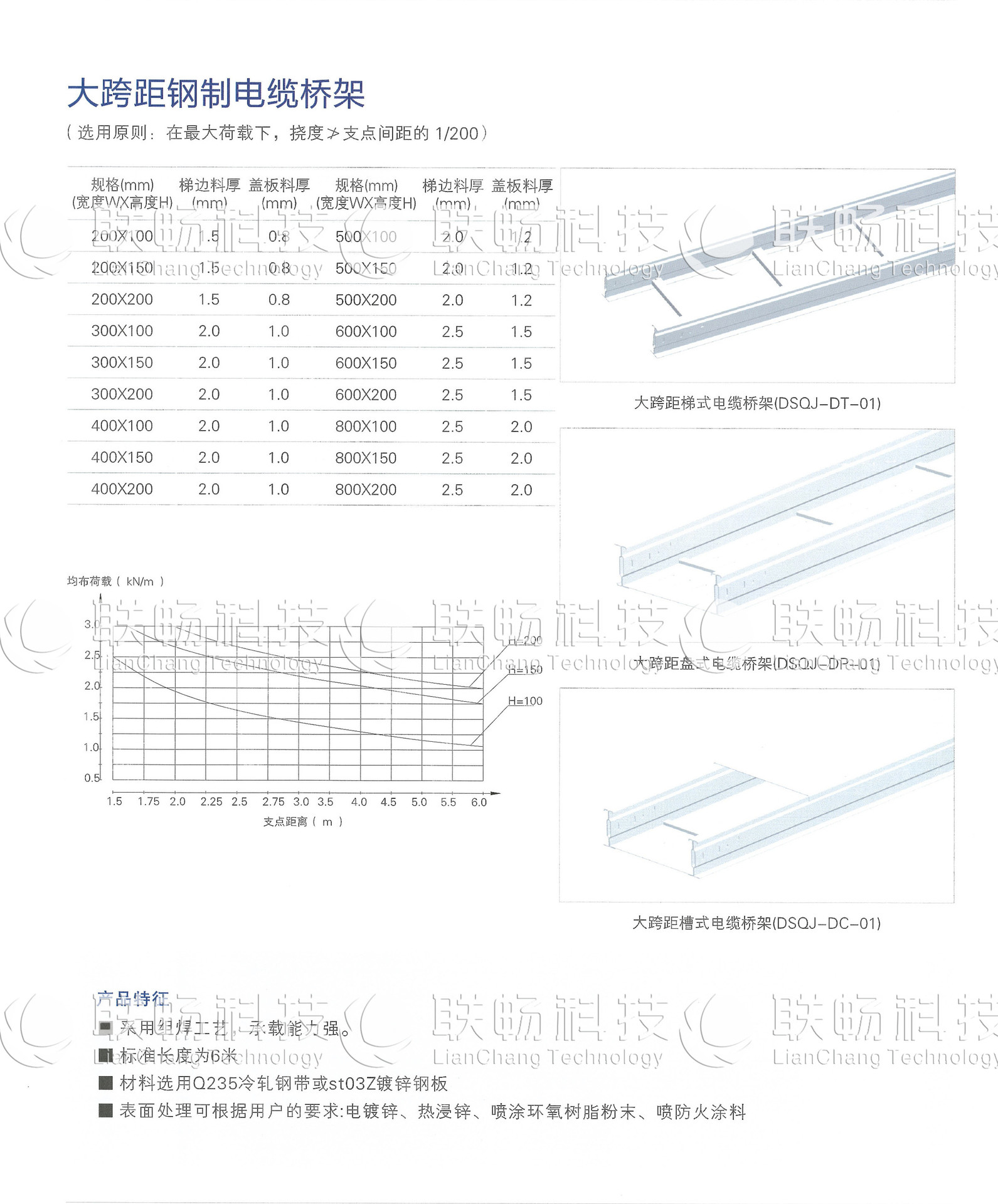大跨距钢制电缆桥架